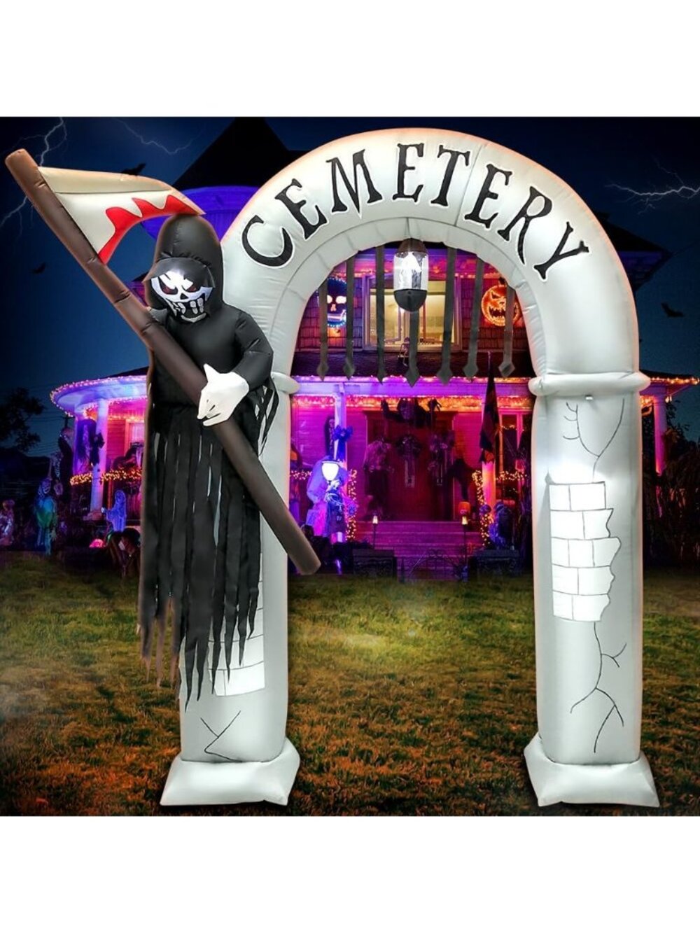 🎃8FT Halloween Archway Grim Reaper Blow Up With Led Light Spooky Scary Decor